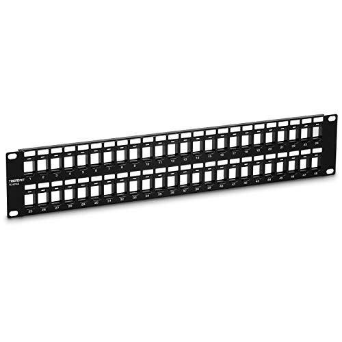 TRENDnet 48-Port Blank Keystone 2U HD Patch Panel, TC-KP48, 2U 19 Metal Rackmount Housing, HD Keystone Network Patch Panel, Recommended w/TC-K25C6 & TC-K50C6 Cat6 Keystone Jacks (Sold Separately)