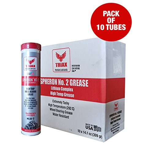 Triax Wheel Bearing Grease SPHERON HT-2 Lithium Complex - HIGH Temp (550F) - Ultra Tacky - Extreme Pressure - VIRTUALLY Waterproof (14 oz Tube - Pack of 10)