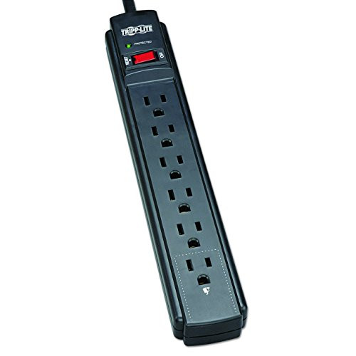 Tripp Lite 6 Outlet Surge Protector Power Strip, 6ft Cord, 790 Joules, Black, & $20,000 INSURANCE (TLP606B) Tripp Lite 6 Outlet Surge Protector Power Strip, 6ft Cord, 790 Joules, Black, & $20,000 INSURANCE (TLP606B)