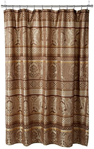 Bellagio Taupe Shower Curtain, Transitional Shower Curtains for Bathroom, 72 X 72, Beige
