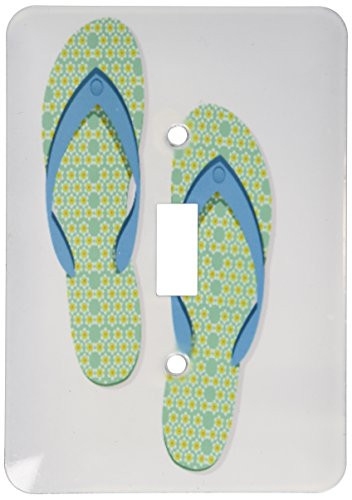 3dRose lsp_111558_1"Turquoise Flowered Flip Flop Shoes Single Toggle Switch, Multicolor