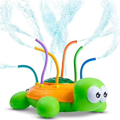 CHUCHIK Outdoor Water Spray Sprinkler for Kids and Toddlers - Backyard Spinning Turtle Sprinkler Toy w/ Wiggle Tubes - Splashing Fun for Summer Days - Sprays Up to 8ft. High - Attaches to Garden Hose