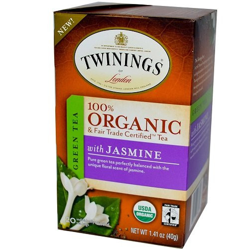 Twinings of London Organic and Fair Trade Certified Jasmine Green Tea Bags, 20 Count (Pack of 1) Twinings of London Organic and Fair Trade Certified Jasmine Green Tea Bags, 20 Count (Pack of 1)