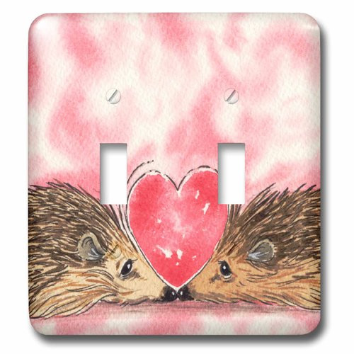 3dRose lsp_223273_2 Two Cute Hedgehogs in Love with Big Red Heart Double Toggle Switch