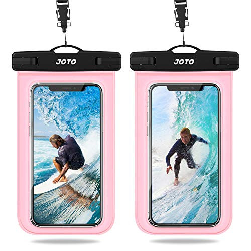 JOTO Universal Waterproof Pouch, IPX8 Waterproof Cellphone Dry Bag Underwater Case for iPhone 11 Pro Max Xs Max XR X 8 7 6S+ SE 2020, Galaxy S20 Ultra S10 S9 S8/Note10+ 9 up to 6.9" -2 Pack,Clearpink