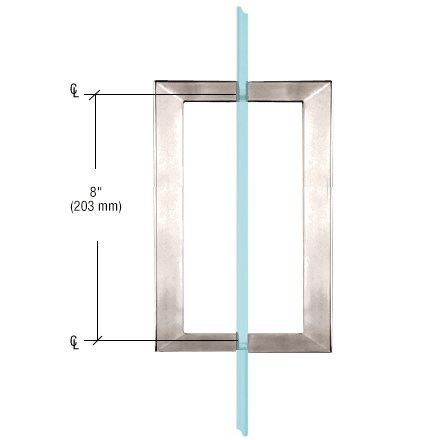 CRL Brushed Nickel 8" x 8" SQ Series Square Tubing Back-to-Back Pull Handle