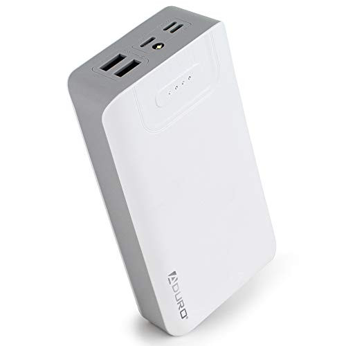 Aduro Portable Charger Power Bank 30,000mAh External Battery Pack Phone Charger for Cell Phones with Dual USB Ports for iPhone, iPad, Samsung Galaxy, Android, and USB Devices (White/Grey)