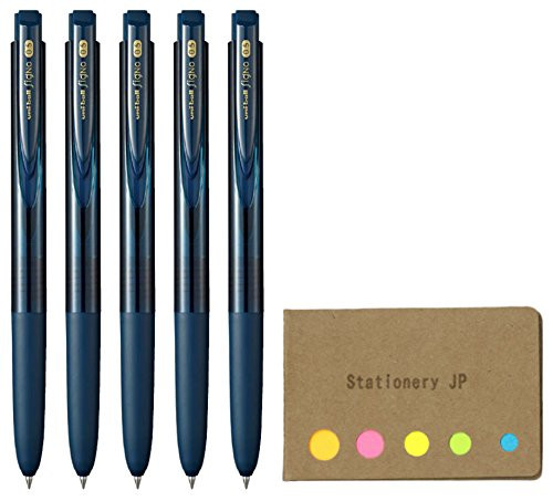 Uni-ball Signo RT1 Retractable Gel Ink Pen, Extra Fine Point 0.5mm, Rubber Grip, Blue Black Ink, 5-Pack, Sticky notes Value Set