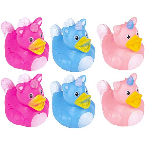 The Dreidel Company Unicorn Rubber Duck Toy Duckies for Kids, Bath Birthday Gifts Baby Showers Summer Beach and Pool Activity, 2" (6-Pack)