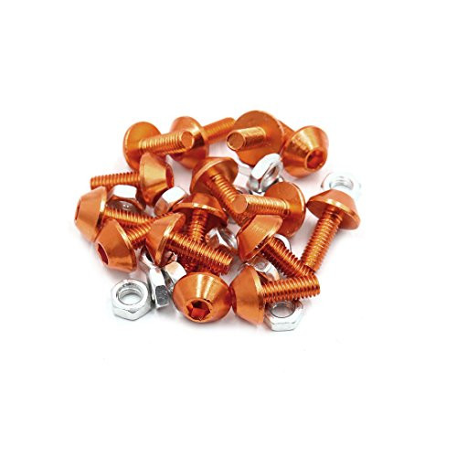 uxcell 15Pcs M6 Aluminum Alloy Hex Socket Head Motorcycle Bolts Screws Nuts Orange