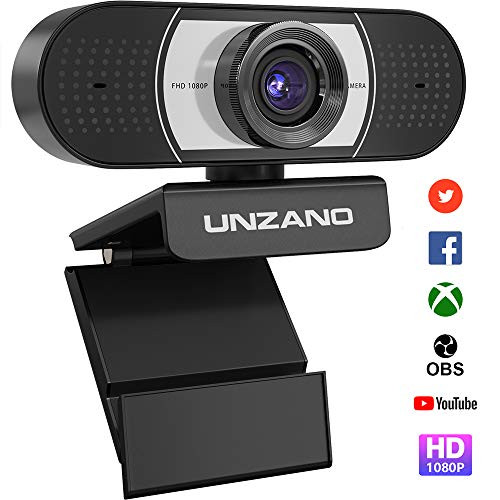 Unzano Webcam with Microphone for Desktop, Full HD 1080p USB Computer Web Camera for Mac PC Laptop, Video Calling Recording Conferencing and Streaming, Skype/YouTube/Zoom/Facetime