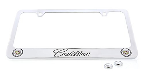 Cadillac Workmark & Logo Chrome Plated Metal License Plate Frame Holder