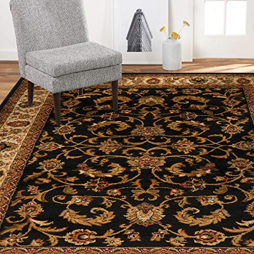 Home Dynamix 3208-457 Royalty Elati Traditional Area Rug 43"x62", Oriental Black/Ivory