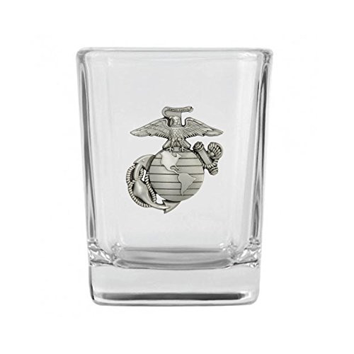 US Marine Corps Solid Pewter EGA Emblem Shot Glass. Made in USA.
