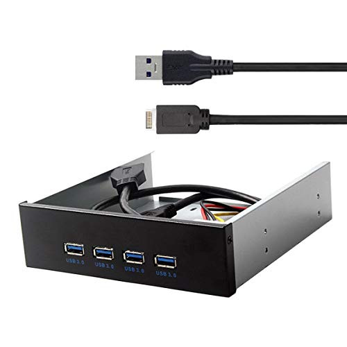 Cablecc USB 3.1 Front Panel Header to USB 3.0 HUB 4 Ports Front Panel Motherboard Cable for 5.25" CD-ROM Bay