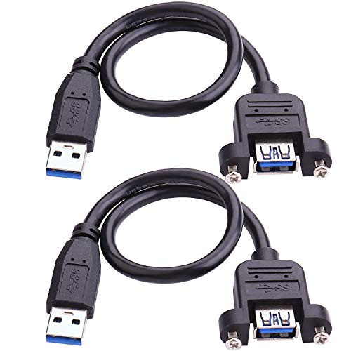 USB 3.0 Extension Cable - iGreely 2Pack USB 3.0 Panel-Mount Type A Male to Type A Female Cable 1Ft/30cm