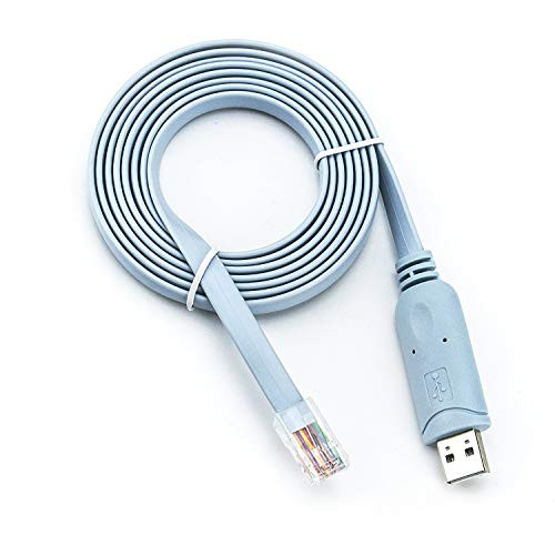 Cisco Compatible Console Cable, 6ft, FTDI USB to RJ45 Console Cable / Windows 7, 8 / Vista / MAC / Linux / RS232 Switch Router