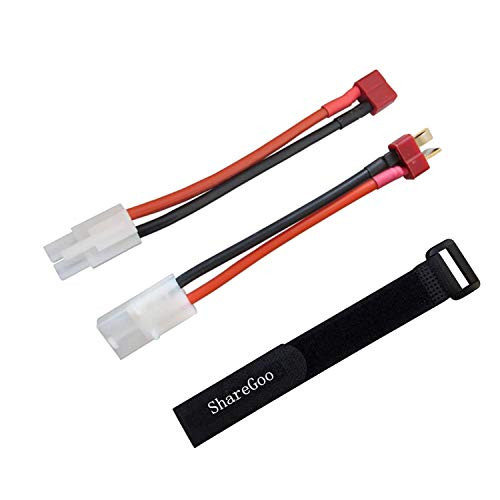 ShareGoo Big Tamiya Style Connector to Deans T Style Plug Cable Adapter for RC ESC Speed Controller ESC Lipo / NiMH Battery Charging with Battery Strap