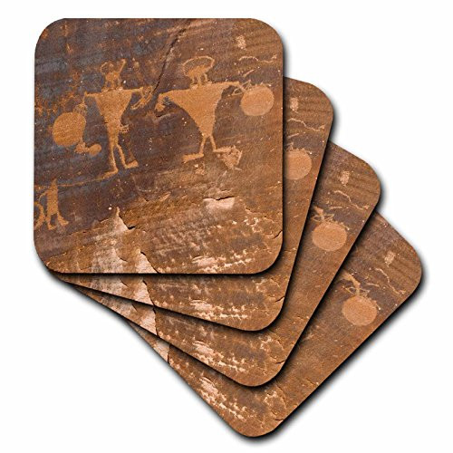 3dRose CST_94981_3 Utah Moab Canyonlands Np Potash Road Petroglyphs Trish Drury Ceramic Tile Coasters, Set of 4