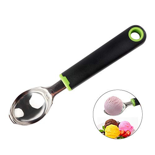 Vech Professional Ice Cream Scoop with Comfortable Handle, Heavy Duty Stainless Steel Ice cream Scooper, Cookie Scoop Melon Scoop- Non-Slip Rubber Grip- Dishwasher Safe