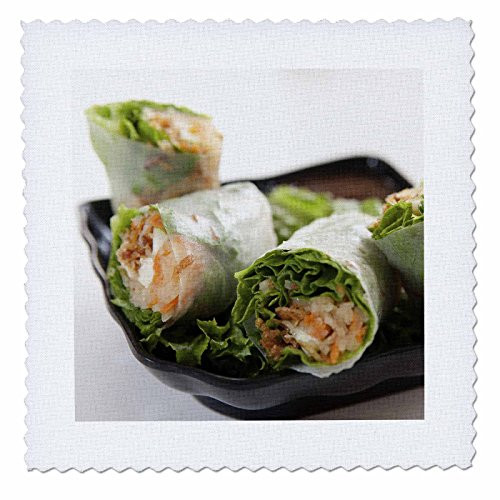 3dRose qs_89178_1 Vegetable Spring Rolls Cuisine - US10 GJO0645 - Greg Johnston - Quilt Square, 10 by 10-Inch