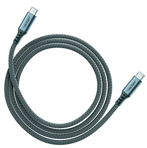 Ventev Chargesync Alloy USB Cable | Type C-C 2.0, Designed for Durability, Charging Simplicity with The Reversible C Connectors at Each End, Comes with a Ventev Velcro Cable Wrap | 4ft Steel Gray