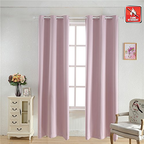BEGOODTEX Flame Retardant Fire Resistant Curtains Room Darkening Window Curtain, Lilac Snow, 42W by 95L inch, 1 Panel