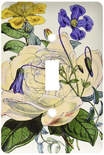 3dRose lsp_37377_1 Victorian Floral Single Toggle Switch, Purple/yellow