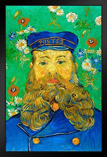 Vincent Van Gogh Portrait of The Postman Joseph Roulin 1888 Oil On Canvas Painting Black Wood Framed Art Poster 14x20