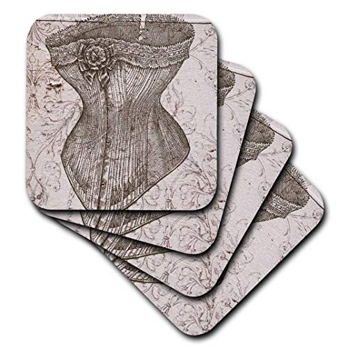3dRose CST_110254_3 Vintage Corset Steampunk Art-Ceramic Tile Coasters, Set of 4