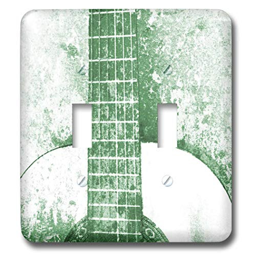 3dRose LLC lsp_29314_2 Vintage Green Guitar Music Instruments Double Toggle Switch