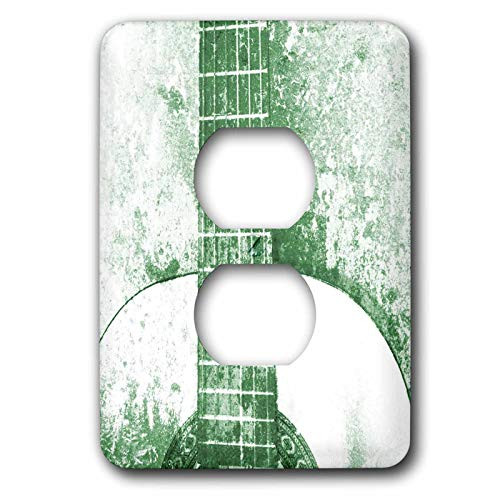 3dRose lsp_29314_6 Vintage Green Guitar Music Instruments 2 Plug Outlet Cover