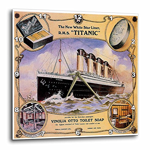 3dRose DPP_149245_1 Vintage White Star Line Titanic Vinolia Otto Toilet Soap Advertising Poster Wall Clock, 10 by 10-Inch
