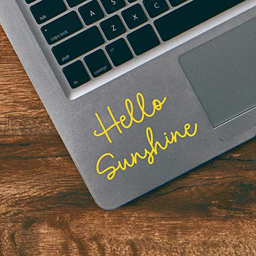 Hello Sunshine Vinyl Lettering Wall Decal Sticker (3" H x 4.5" L, Yellow)