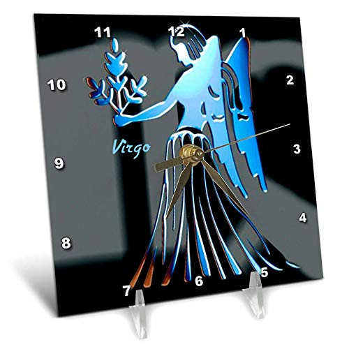 3dRose Virgo Zodiac Sign Desk Clock, 6 by 6-Inch