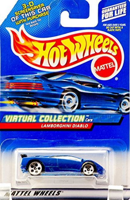 Hot Wheels Blue Lamborghini Diablo 2000 1:64 Scale Virtual Collection Die Cast Car #114 Hot Wheels Blue Lamborghini Diablo 2000 1:64 Scale Virtual Collection Die Cast Car #114