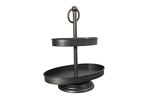 Creative Co-op Metal 2-Tier Tray Decorative Accents, Black