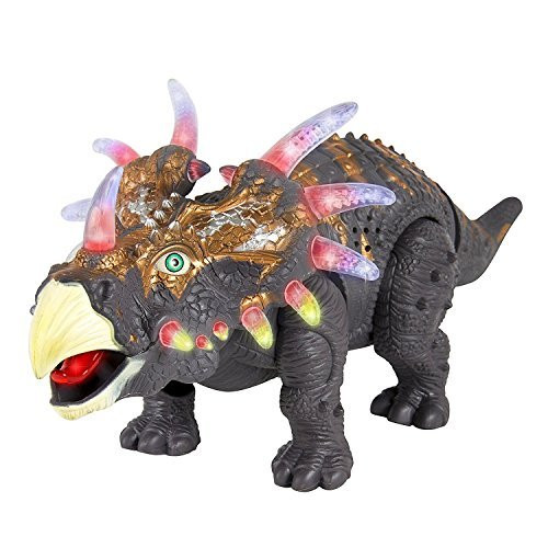 FanBell Walking Triceratops Dinosaur Toy Figure with Multicolor Lights & Loud Roar Sounds for for Boys and Girls Over 3 Years Old,Real Movement