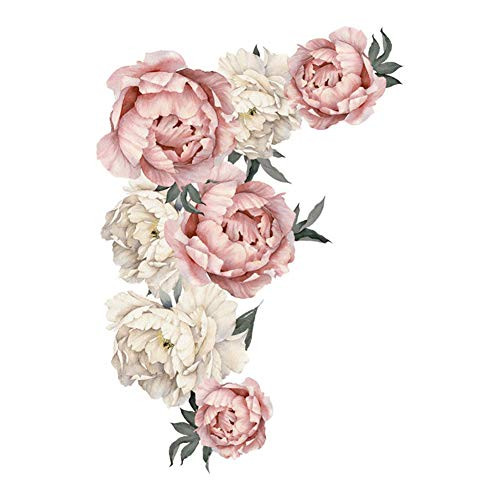 Peony Flowers Wall Decals Peel and Stick Rose Wall Sticker for Home Bedroom Nursery Room Wall Decor (Flower)