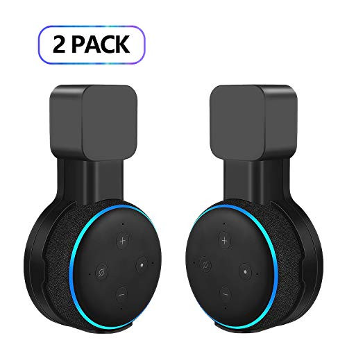 Echo Dot Wall Mount Holder for 3rd Gen, Amazon Echo Dot Alexa Outlet Holder Stand, A Space-Saving Echo Dot Accessories Without Messy Wires or Screws (Black, 2 Pack)