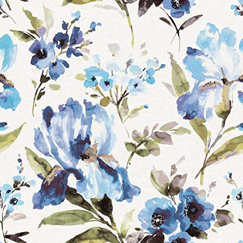 RoomMates Iris Peel and Stick Wallpaper, blue