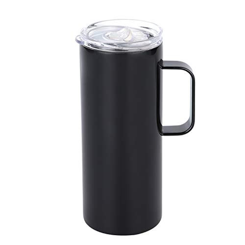 Stainless Steel Coffee Mug Cup with Handle, 17 oz Double Wall Vacuum Insulated Tumbler with Lid Travel Friendly,Black