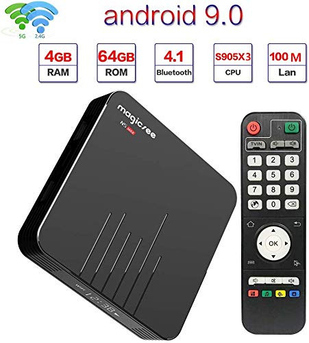 Magicsee N5 Max Android TV Box 9.0 4GB 64GB Dual-WiFi 2.4GHz/5GHz Smart TV Box Amlogic S905X3 Quad Core 64 Bits 3D 8K 4K Full HD/H.265/USB3.0 Bluetooth