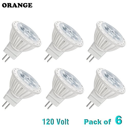 Orange-1 MR11 GU4.0 LED Bulbs 4W,Voltage 120V, Halogen Bulbs Equivalent 35W,White Light 6000K (Pack of 6)