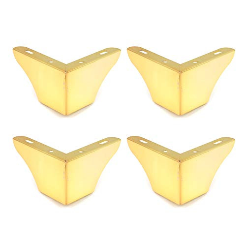 Geesatis 8cm / 3 inch Height Furniture Leg Accessories 4 pcs Furniture Legs Metal Minimalist Design Furniture Legs Replacement, for Sofa Coffee Table Cabinet TV Stand Feet, Gold, with Mounting Screws
