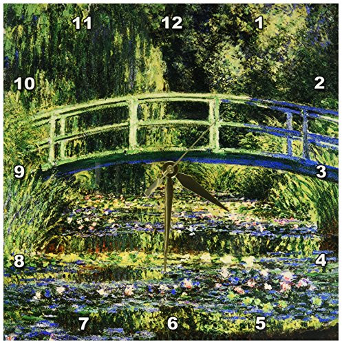 3dRose DPP_126630_1 Water Lilies and Japanese Bridge by Claude Monet 1899 Wall Clock, 10 by 10-Inch