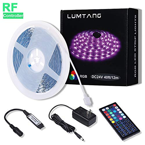 LED Strip Lights, 40ft RGB Led Strip SMD 5050 LED Lights, Color Changing Light Strip with 44 Keys RF Remote Controller 24V UL Power Adapter (White) LED Strip Lights, 40ft RGB Led Strip SMD 5050 LED Lights, Color Changing Light Strip with 44 Keys RF Remote Controller 24V UL Power Adapter (White)