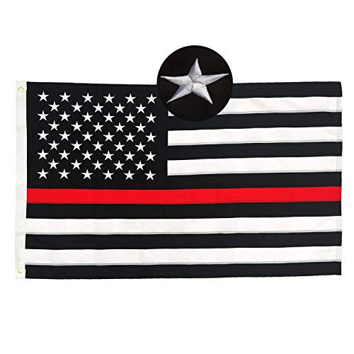 Thin Red Line USA Flag, 3x5 ft with Embroidered Stars, Sewn Stripes, Brass Grommets, UV Fade Resistant, Black White and Red American Police Flag Honoring Law Enforcement Officers Thin Red Line USA Flag, 3x5 ft with Embroidered Stars, Sewn Stripes, Brass Grommets, UV Fade Resistant, Black White and Red American Police Flag Honoring Law Enforcement Officers