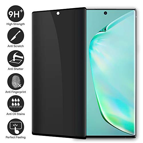 Galaxy Note 10 3D Curved Privacy Tempered Glass Screen Protector, Defender 9H Hardness Case Friendly Anti-spy Peeking Tempered Glass Screen Protector, for Samsung Galaxy Note 10 (6.3")