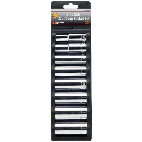 Performance Tool W32600 8-Piece 1/2-Inch Drive 12 Point SAE Deep Socket